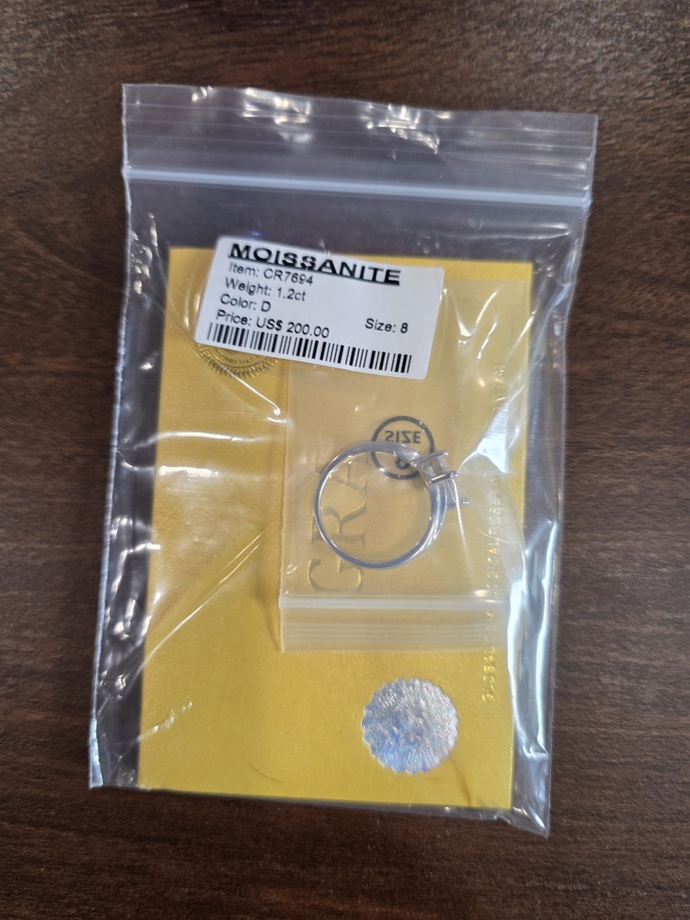 Princess Cut Moissanite Size 8 Ring